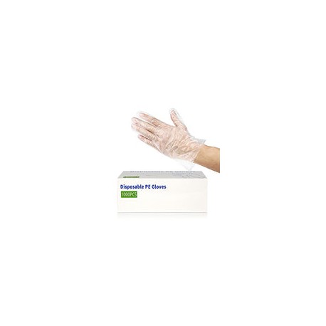 1000 guantes de plástico desechables, sin látex, sin polvo, guantes de mano de polietileno transparente, no estériles para limp