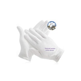 12 pares Guantes unisex de algodón blanco suave para manos secas grandes guantes de trabajo de algodón reutilizables manos seca