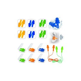 12 Pares Tapones para Oídos de Silicona, Tapones Oídos Nadar con Cuerda, Reutilizables Tapones para los Oidos para dormir Reduc