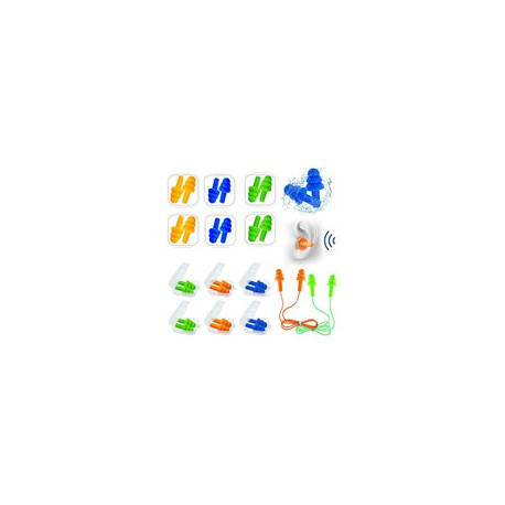 12 Pares Tapones para Oídos de Silicona, Tapones Oídos Nadar con Cuerda, Reutilizables Tapones para los Oidos para dormir Reduc