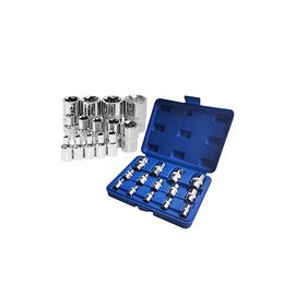 14 PCS Juego de enchufes de estrella externos con estuche de almacenamiento, Juego de enchufes de extracción de pernos de impac