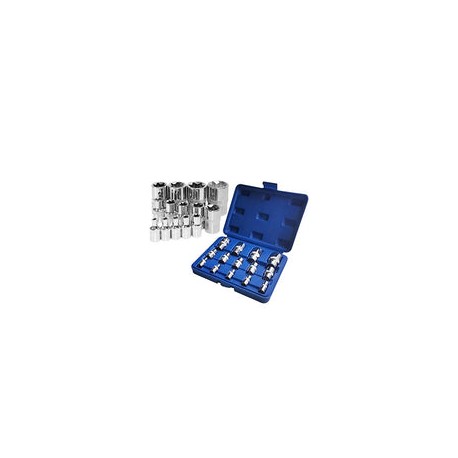 14 PCS Juego de enchufes de estrella externos con estuche de almacenamiento, Juego de enchufes de extracción de pernos de impac