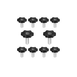 10 pomos de mano hexagonales de plástico con abrazadera de tornillo de extracción rápida y rosca macho (M8-1,25 x 15 mm)