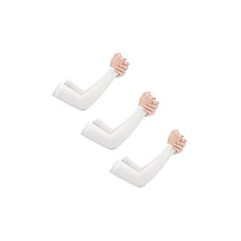 3 Pares Blanco Manga Protectora para Brazo, Mangas de Protección UV Sol, Protección Larga Cubierta de Golf Ciclismo Corriendo P