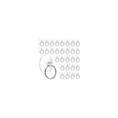 30 ventosas con anillo, llavero transparente, ventosas de Navidad, ventosas para ventana, cocina, pared, gancho de vidrio para 