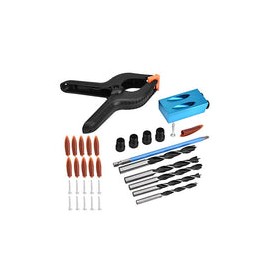 34pcs 15 ° Kit de Taladro Oblicuo para Carpintería, Perforación de Orificio de Bolsillo, Aleación de Aluminio, Carpintería Guía