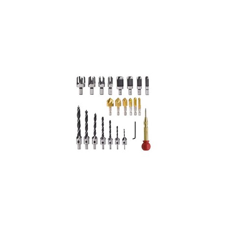 23 unidades de herramientas de perforación de chaflán para carpintería, avellanadora 6pcs, avellanadora de tres puntas 7pcs, Co