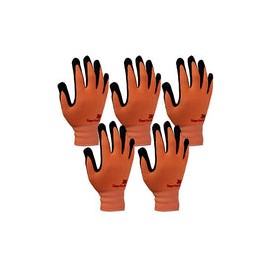 3M Super Grip 200 Guantes de trabajo de jardinería de nitrilo, 5 pares (grandes, naranja)