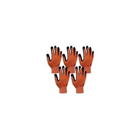 3M Super Grip 200 Guantes de trabajo de jardinería de nitrilo, 5 pares (grandes, naranja)