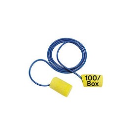 3M Tapones para los oídos, 100/caja, E-A-R Classic 310-1080, con cable, desechable, espuma, NRR 29, para taladrar, moler, mecan