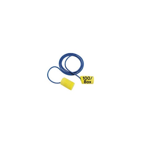 3M Tapones para los oídos, 100/caja, E-A-R Classic 310-1080, con cable, desechable, espuma, NRR 29, para taladrar, moler, mecan