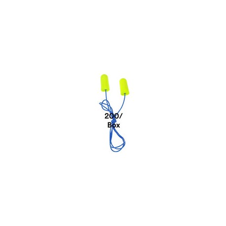 3M Tapones para los oídos, 200/caja, E-A-Rsoft Yellow Neons 311-1250, con cable, desechables, espuma, NRR 33, taladrar, moler, 