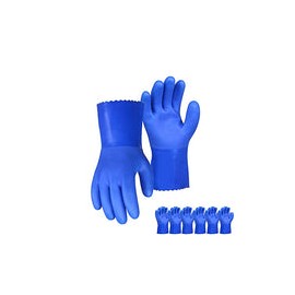 6 pares de guantes resistentes con revestimiento de PVC resistentes a los productos químicos, 10.5 pulgadas, guantes de trabajo