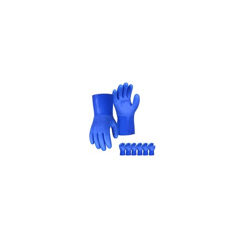6 pares de guantes resistentes con revestimiento de PVC resistentes a los productos químicos, 10.5 pulgadas, guantes de trabajo