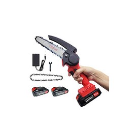 6 Pulgadas Mini Motosierra Inalámbrica de Mano de 24 V, Motosierra Eléctrica Portátil con 2 Batería Recargable, 1 Cargador y 1 