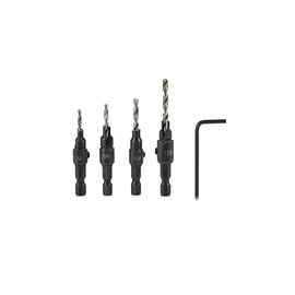 4 piezas de brocas de taladro avellanado de 1/4"Fresa de vástago hexagonal Herramientas de carpintería para taladro + L-Llave