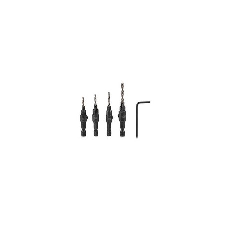4 piezas de brocas de taladro avellanado de 1/4"Fresa de vástago hexagonal Herramientas de carpintería para taladro + L-Llave