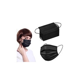 50 máscaras faciales desechables de color negro, 3 capas protectoras de seguridad con bucles elásticos, antipolvo, máscaras fac