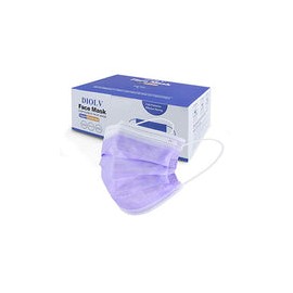 50 mascarillas desechables de 3 capas, con clip para nariz y orejas, transpirables, antipolvo, color morado