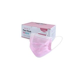 50 mascarillas desechables pequeñas de seguridad para la cara con 3 capas, tamaño pequeño, color rosa