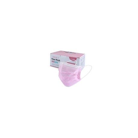 50 mascarillas desechables pequeñas de seguridad para la cara con 3 capas, tamaño pequeño, color rosa