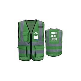 A-SAFETY Chaleco de seguridad reflectante de alta visibilidad con logotipo personalizado (XS-8XL), Amarillo/Azul, Medium