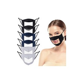 6 cubrebocas antivaho con ventana transparente, protector bucal de algodón, antipolvo, reutilizable, unisex, protección facial 