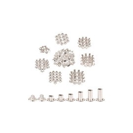 AIEX 90 Juegos Tornillos Chicago, 6 Tamaños Cabeza Plana Redonda Remaches de Tornillo Remaches de Cuero Botones Chicago para Ma
