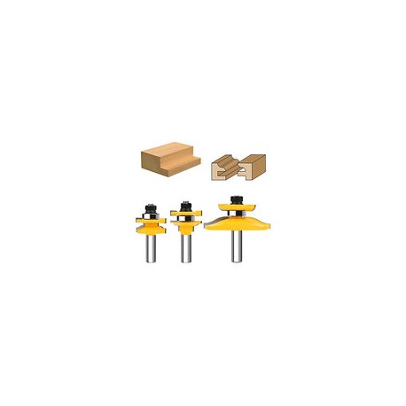 ACETOP 3 piezas Ogee Rail and Stiles Router Bits 1,27 cm Mango recubierto de carburo Panel elevado para puerta de gabinete con 
