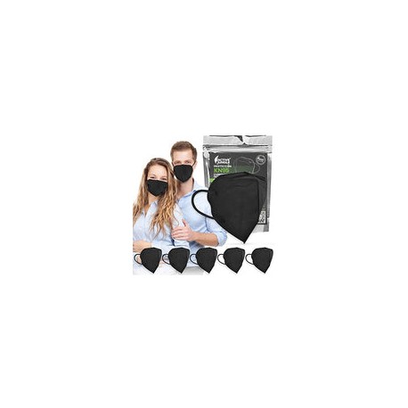 Active Jungle | Kit 5 Cubrebocas KN95 Adulto Negras | 5 Capas Termoselladas con Garantía de Fabricación | Mascarillas de Seguri