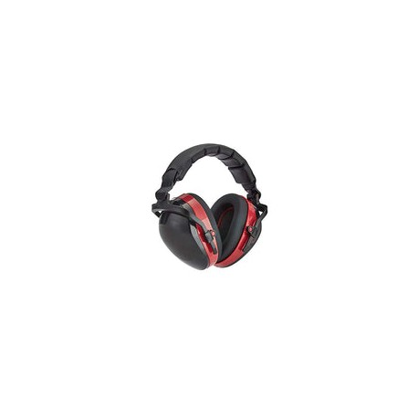 Amazon Basics Orejeras de seguridad con reducción de ruido, protección para los oídos, color negro y rojo