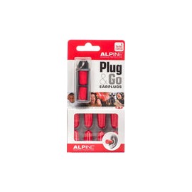 Alpine Plug&Go - Tapones para los oídos desechables con cancelación de ruido, 10 unidades, color rojo