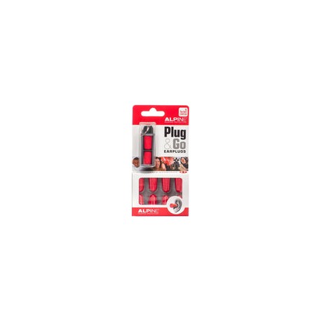 Alpine Plug&Go - Tapones para los oídos desechables con cancelación de ruido, 10 unidades, color rojo