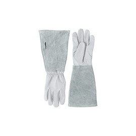 AmazonBasics Leather Gardening Gloves with Forearm Protection, Natural, L