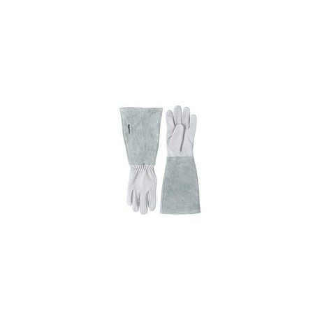 AmazonBasics Leather Gardening Gloves with Forearm Protection, Natural, L