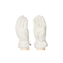 AmazonBasics Leather Work Gloves with Back Elastic, Beige, XXL