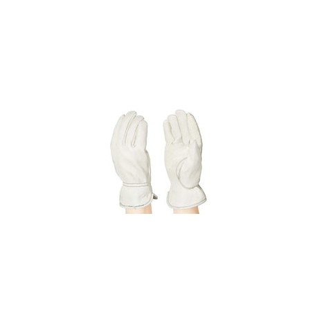 AmazonBasics Leather Work Gloves with Back Elastic, Beige, XXL