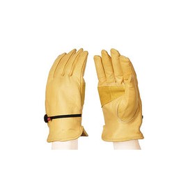 AmazonBasics Leather Work Gloves with Wrist Closure, Yellow, XL