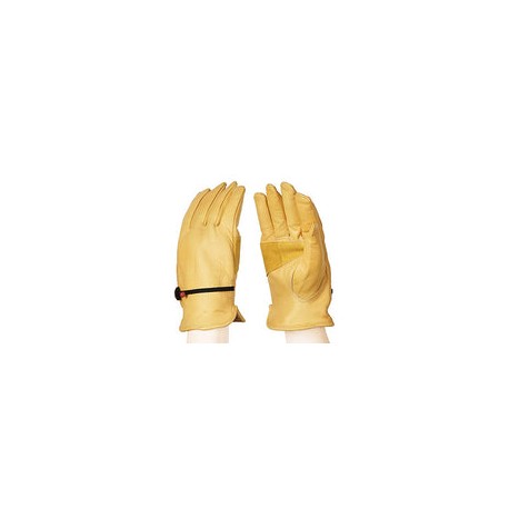AmazonBasics Leather Work Gloves with Wrist Closure, Yellow, XL