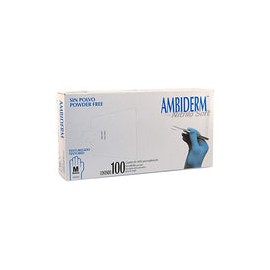 AMBIDERM Guante DESECHABLE DE NITRILO Soft Azul Caja C/100 PZAS (Mediano)