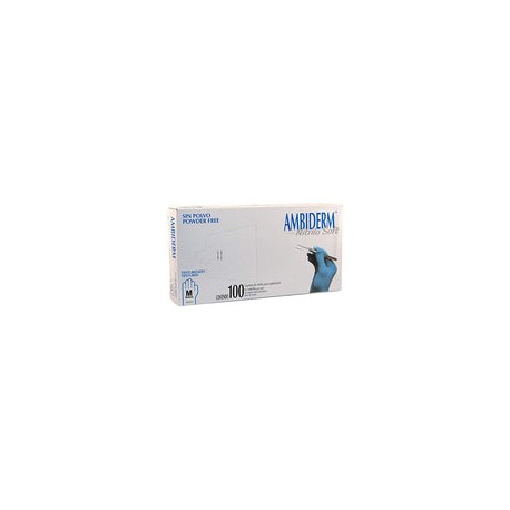 AMBIDERM Guante DESECHABLE DE NITRILO Soft Azul Caja C/100 PZAS (Mediano)