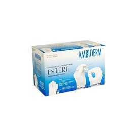 Ambiderm Guante Esteril De Latex Liso Color Blanco Caja con 100 Piezas Talla Mediano