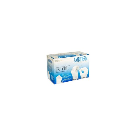Ambiderm Guante Esteril De Latex Liso Color Blanco Caja con 100 Piezas Talla Mediano