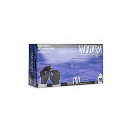 AMBIDERM Guante Texturizado Negro Libre de Polvo Caja C/100 PZAS (Mediano)