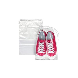 APQ Paquete de 50 bolsas de viaje para zapatos de 25.4 x 35.5 cm, bolsas de plástico transparente con cordón de 10 x 14 pulgada