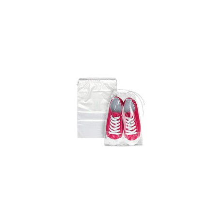 APQ Paquete de 50 bolsas de viaje para zapatos de 25.4 x 35.5 cm, bolsas de plástico transparente con cordón de 10 x 14 pulgada