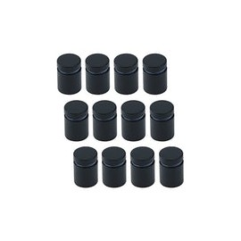 Antrader - Juego de 12 soportes de pared de vidrio para clavos, tornillo de acero inoxidable, Negro mate, 19mm x 25mm