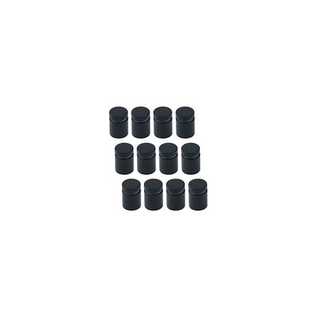 Antrader - Juego de 12 soportes de pared de vidrio para clavos, tornillo de acero inoxidable, Negro mate, 19mm x 25mm