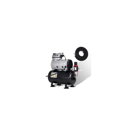 AS186 - Mini Compresor, Compresor de Aerógrafo con Tanque 3 L con Manguera de 1.8 m 1/8, 1/6 HP Compresor con Parada Automática