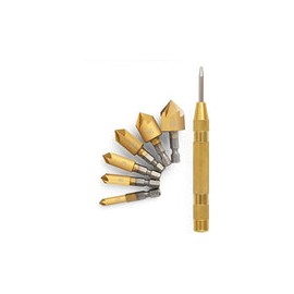 Avellanado de Brocas Con Punzón Automático, 6 Piezas De Vástago Hexagonal HSS 5 flauta avellanador 90 grados Deburring Herramie